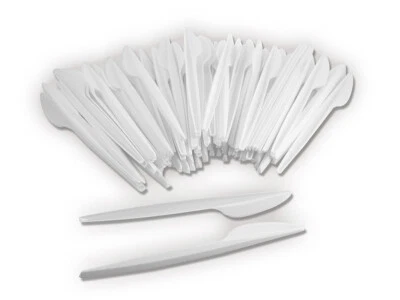 (2,29€/100Stk.) 1000x Messer - Picknick Besteck - Einweg Tischbesteck Weiß - Neu