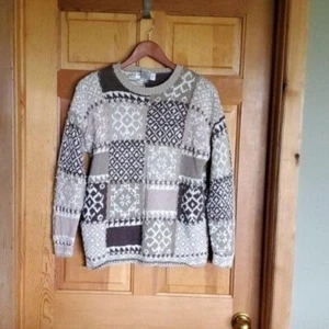 Jones New York Sport Granny Cuadrado Tejido Bordado Cuello Redondo Talla Suéter PL - Imagen 1 de 8