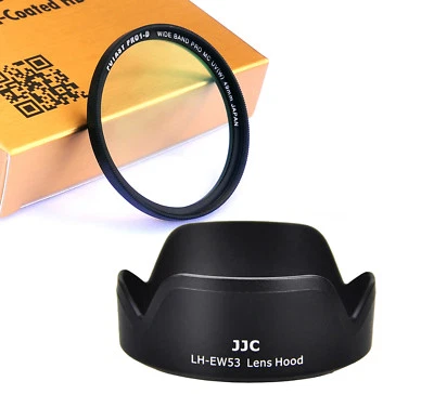 JJC LH-EW53 Lens Hood & 49mm MRC Nano Filter Canon EF-M 15-45mm f3.5-6.3 IS STM