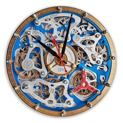 Automaton Tourbillon Blue Moving Gears Wall Clock Kinetic watch mechanism design - Image 1 of 4