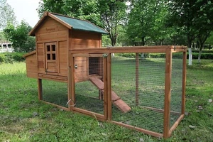 80'' Wooden Chicken Coop w/Nesting Box&Run for 2-4 Chickens,Large Hen House Cage - Picture 1 of 7