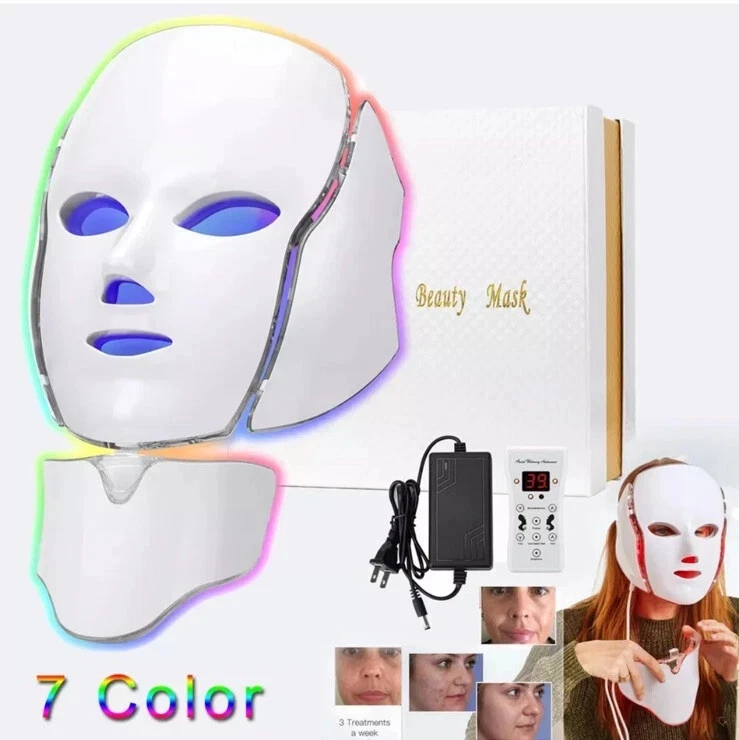 7 Colors LED Light Photon Therapy Face Neck Mask for Facial Skin Care Wrinkles - Image 1 of 1