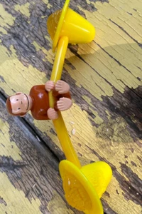 Curious George Monkey Balancing Yellow Hats 2000 Wendy's #4 Meal PVC Figure 5.5” - Picture 1 of 5