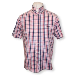 Henri Lloyd Shirt Mens Size M Red Short Sleeve Plaid Pattern Button Up Shirt - Picture 1 of 15