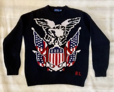 Ralph Lauren 大号黑色爱国主题羊毛毛衣 — 第 1/4 张图片
