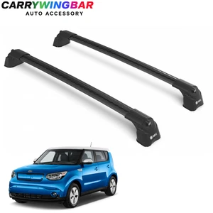 2015-2019 Kia Soul Roof Rack Cross Bars Black Alu | Fits Factory Fixed Points - Picture 1 of 13