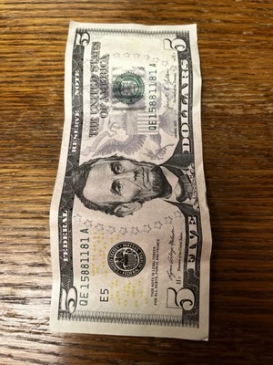 Rare Five Dollar Serial Number  Bill Quad Triplet, U.S. Currency Series 2021 - Image 1 of 4