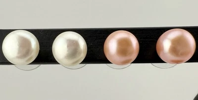 JUEGO DE 2 PENDIENTES HONORA 925 PERLAS BLANCAS Y RUBOR K256B Foto 1 de 4