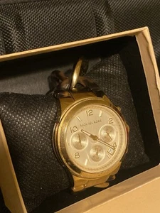 RARE Michael Kors Chain Link GOLD PLATED 38MM Women’s Chronograph Watch 275$ RRP - Picture 1 of 18