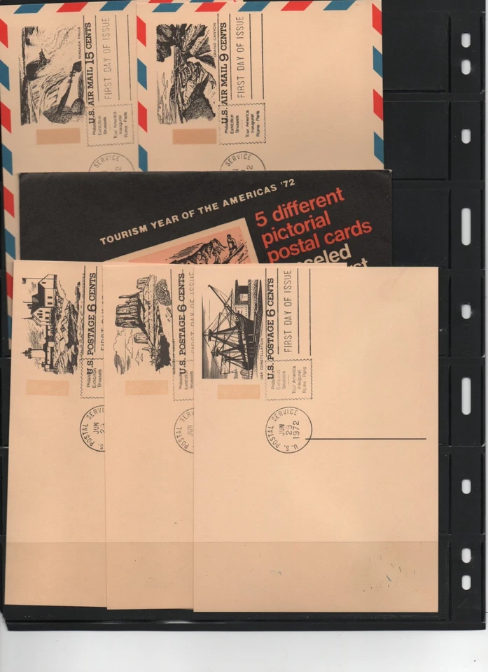 U.S. Tourism Post Cards 1972 First Day of Issue FDC complete set Mint MNH - Image 1 of 1