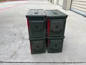 4X US Military M2A1 Ammo Can 5.56mm 50 Caliber Metal Used OD Green - Picture 1 of 10