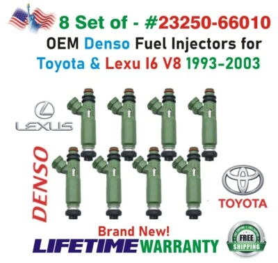 Nuevos inyectores de combustible OEM DENSO x8 para Toyota Land Cruiser 1993-2003 4,7 L V8 Foto 1 de 4