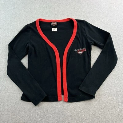 Cárdigan Harley Davidson Mujer Mediano Negro Rojo Manga Larga Suéter Damas Foto 1 de 4