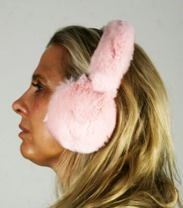 Nuevos manguitos para orejas de piel de conejo rosa bebé Rex - Imagen 1 de 3