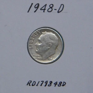Roosevelt dime lot of 3 dimes 1948-D, 1548-P, 1948-S. 90% silver coins. - Picture 1 of 6