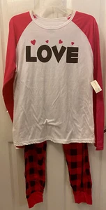 Camiseta sin mangas y pantalones LOVE pijama, salón, pijama, gimnasio, entrenamiento rosa y gris LOVE talla 1X A4 - Imagen 1 de 11