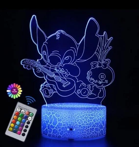 Stitch Night Lamp 3D LED Remote Control 16-Color Stitch Light USB or Battery UK - Picture 1 of 2
