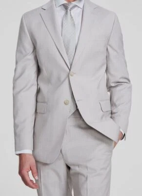 DKNY Hombre Beige Natural Limpio Ajuste Moderno Abrigo Deportivo Traje Chaqueta Talla 42R Foto 1 de 2