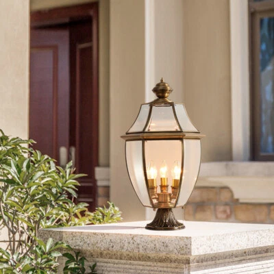 Garden Pillar Light Glass Yard Pillar Lamps Home Post Lighting Outdoor Post Lamp - Image 1 of 4