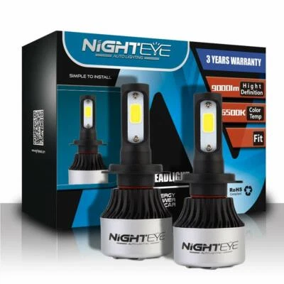 Nighteye Car 72W 9000LM H7 LED Conversion Headlight KIT 6500K Bulbs Xenon White - Image 1 of 4