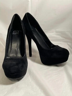 Delicious plataformas negras de gamuza sintética para mujer talla 9M tacón de 6 pulgadas nuevas sin caja Foto 1 de 4
