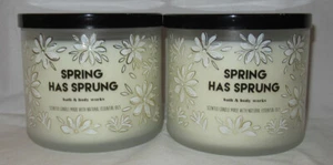 Bath & Body Works 3-wick Scented Candle Lot Set of 2 SPRING HAS SPRUNG ess. oils - Picture 1 of 4