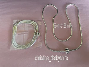 COLLAR/COLGANTE DE SERPIENTE PLATEADO EUROPEO LONGITUD 55 cm igual a 21,65 pulgadas - Imagen 1 de 2