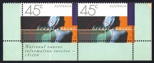 Cáncer de mama 1997 par de 3 márgenes con mensaje de margen. Excelente montado • CORREO GRATUITO - Imagen 1 de 1