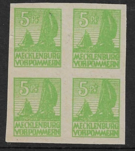 OCCUPATION / MECKLENBURG - 1946 - FISHING BOAT 5PF - IMPERF / BLOCK 4V - MNH ** - Picture 1 of 1