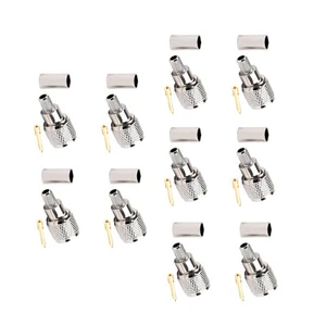 10x Mini-UHF Wtyczka zaciskowa Złącze 50 Ohm do kabla RG58 / U Antena radiowa Mosiądz - Zdjęcie 1 z 9