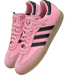 adidas Pink Samba Retro Originals Black Logo Trainers Messi Sneakers Size 9UK - Picture 1 of 8