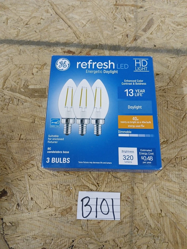 Refresh LED Daylight Hd 40Watt Replacement Deco Bc Blunt Tip Candelabra Base 3pk - Image 1 of 4