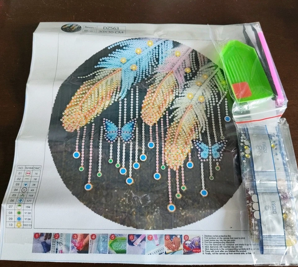 Diamond Painting 5D DIY PARTIAL 30x30cm 🐝 FEATHERS 89 🐝 Free Post - Imagem 1 de 2