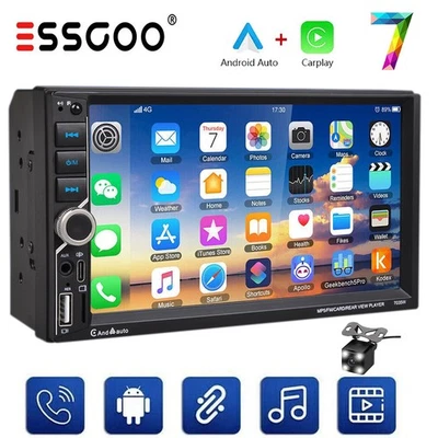 Doppel 2DIN Autoradio Apple CarPlay/Android Auto Bluetooth TouchScreen Kamera 7" - Bild 1 von 4