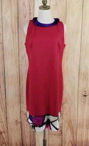 NWT Elie Tahari Sleeveless Wool Blend Venezia Dress Size 12 Ruby Satin Hem $448 - Picture 1 of 10
