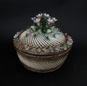 ✅ ANTICO CENTROTAVOLA PORTA CARAMELLE CERAMICA CAPODIMONTE ANTIQUE - 4707 - Picture 1 of 12
