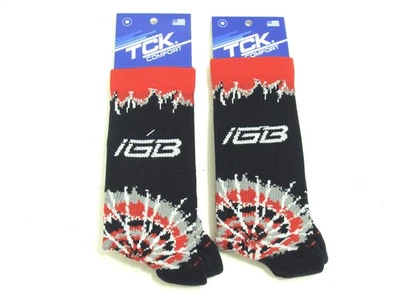 2双TCK双城针织舒适IGB运动袜美国制造黑色/红色S — 第 1/3 张图片