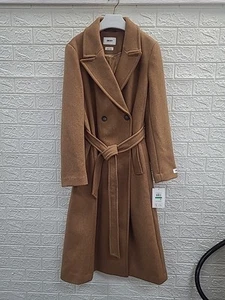 Neu DKNY Zweireiher Wickelmantel Größe L Braun - Bild 1 von 11