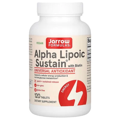 Jarrow Formulas, Alpha Lipoic Sustain with Biotin, 120 Tablets, Expiry: 06/2028 - Image 1 of 2