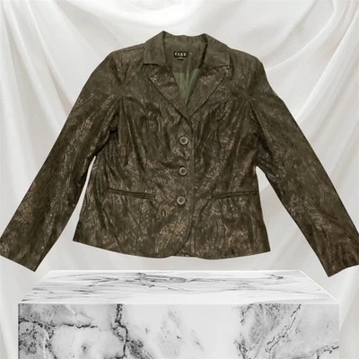 Chaqueta Blazer ELCC Para Mujer Texturizada Cachemira Talla S Verde Oliva Botón Delantero Foto 1 de 4