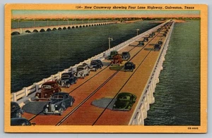 Vintage Galveston Texas New Causeway vierspuriger Highway Postkarte - Bild 1 von 2