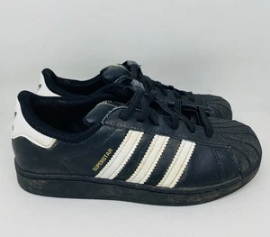 Adidas Boys Superstar Foundation Black Casual Sneakers Size 3 Athletic - Picture 1 of 9