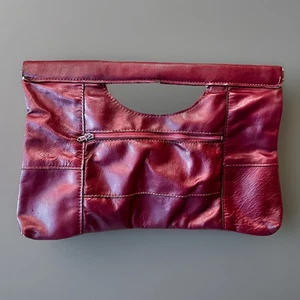 Vintage Clutch mit Doppelscharnier und oberem Griff Echtleder dunkelrot Hongkong MCM - Bild 1 von 9