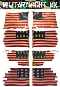 1 /35 - 1/32 SCALE  FLAGS USA WW2 WAR TORN BATTLE DAMAGED - Picture 1 of 1