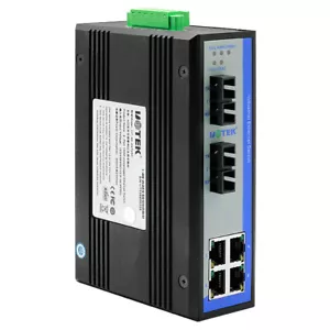 Industrial Grade 100M Network Unmanaged Ethernet Switch 2 Fibers 4 RJ45 Ports SC - Picture 1 of 12