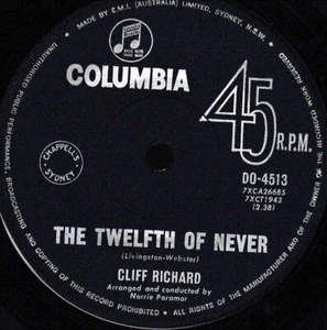 CLIFF RICHARD The Twelfth Of Never 7" 45rpm Vinyl Pop - Picture 1 of 1