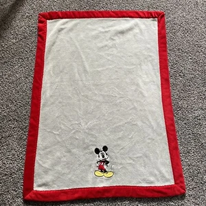 Disney Baby Grey Red Trim Mickey Mouse Blanket Security Lovey - Picture 1 of 7