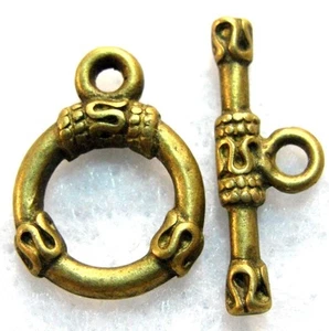 10Sets Tibetan Antique Bronze Round Toggle Clasps Hooks Jewelry Findings C325 - Picture 1 of 4