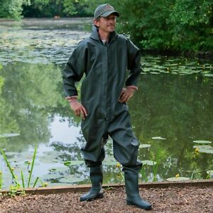 Full Body Waders Dry Suit Mens PVC For Floods Fly Fishing Heavy Duty Sizes 7 -12