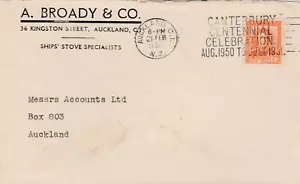 NZ 1947 2d Orange KGVI SG 680 'A Broady & Co.' SLOGAN - Picture 1 of 2